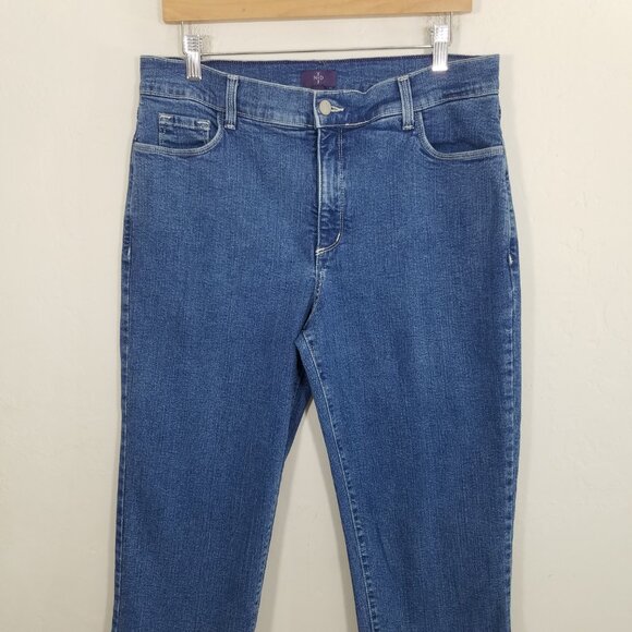NYDJ Lift Tuck Technology Cropped Jeans Stretch Blue Size 14 - Picture 2 of 6